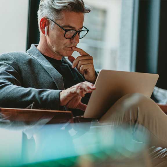 man using laptop